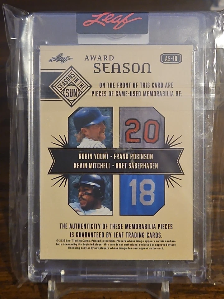 2025 Leaf Seasons In The Sun - Award Season 1989 35/35 Yount Mitchell Robinson - Image 2 of 2