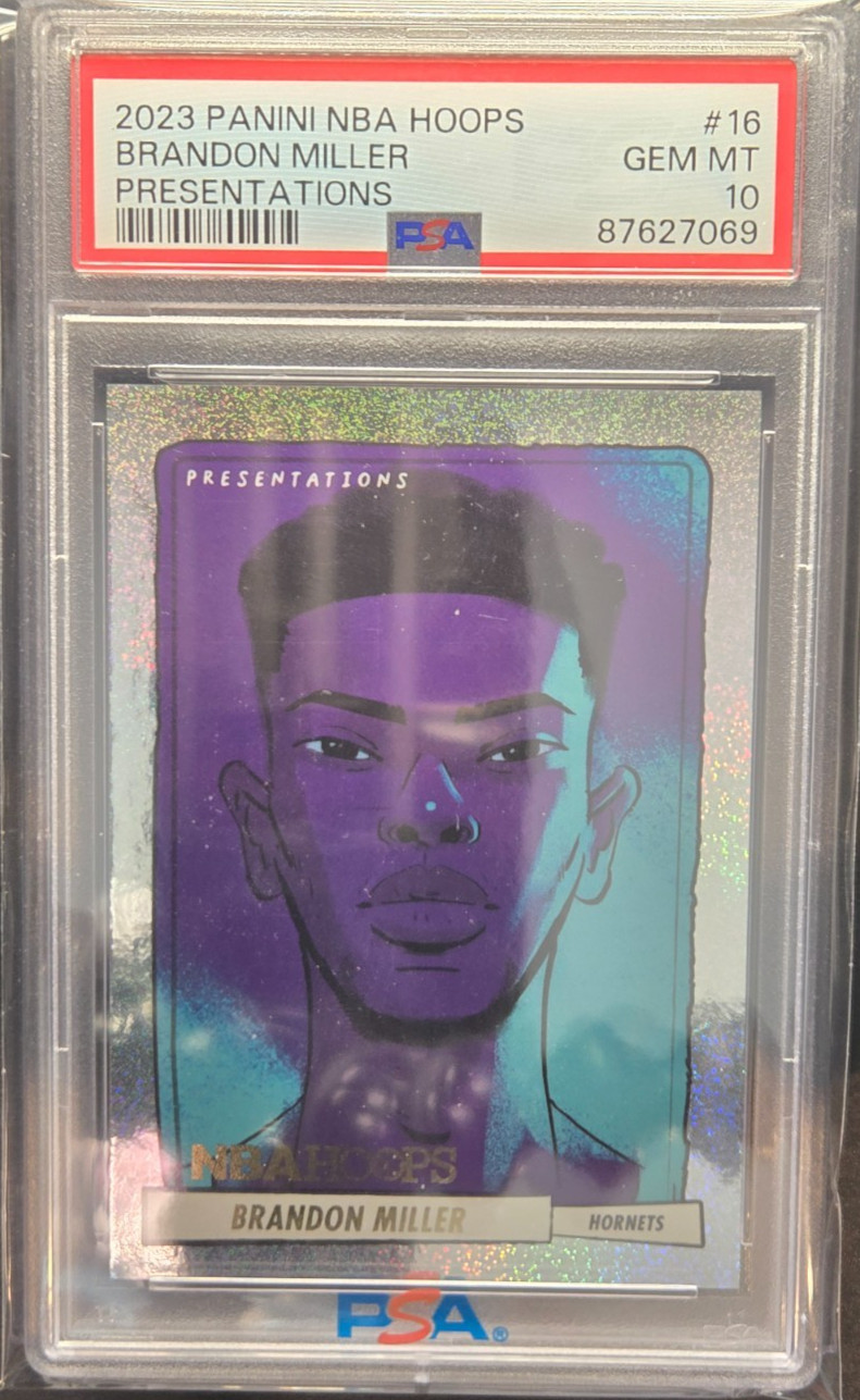 2023-24 Panini NBA Hoops - Presentations Brandon Miller #16 (RC) PSA 10