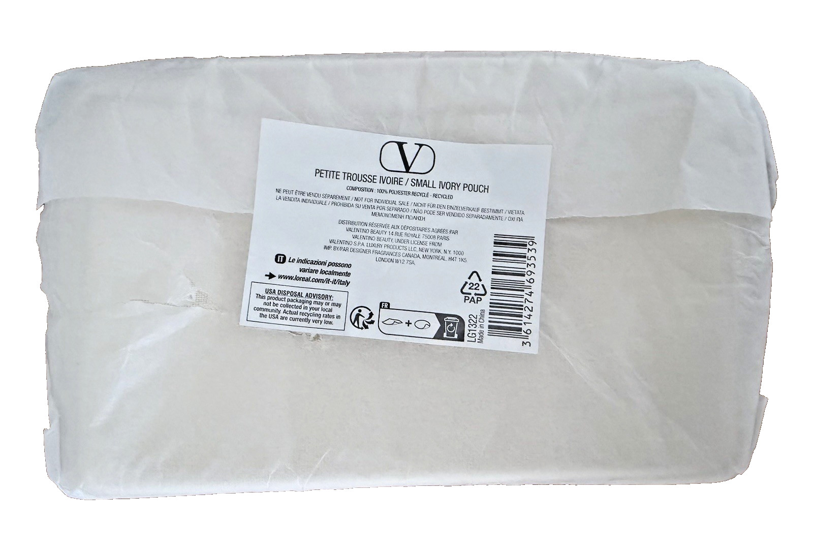 New VALENTINO BEAUTY Small Ivory Pouch Makeup Wristlet Travel Bag Clutch Summer  thumbnail 4