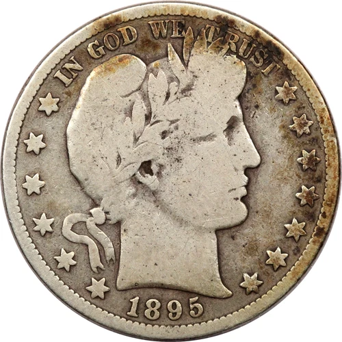 1895-S Barber Half Dollar 50C, Very Good VG