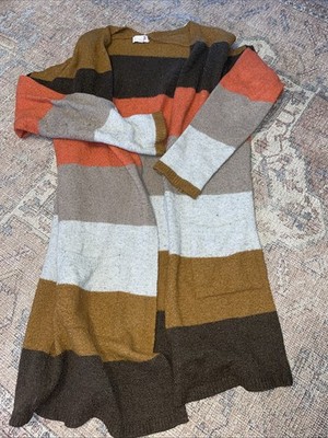 So Women s Cardigan Sweater Large Multi Color Front Pockets 