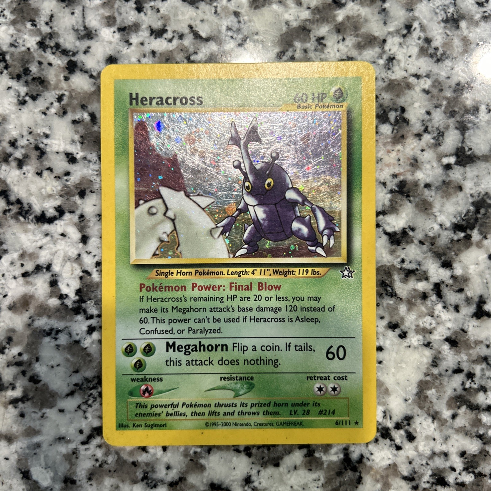 Pokemon TCG Heracross 6/111 Neo Genesis Holo Rare Unlimited 2000 LP 