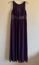 CHAPS Long Purple Sleeveless Evening Cocktail Dress Sequins Top Lining Sz 10