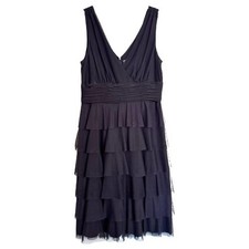 Calvin Klein Multi Layered Ruffled Cocktail Party Dress Black Size M Fairycore
