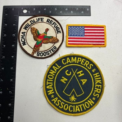 Vtg 3 Patches NCHA National Campers Hikers Assn Wildlife Refugee / NCHA FLAG84V1
