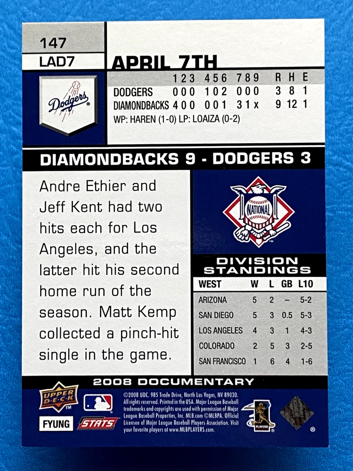 2008 Upper Deck Documentary James Loney #147 - Image 2 of 2