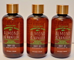 Details About 3 Bath Body Works Essential Oils Almond Vanilla Body Oil W Olive Oil 6oz
