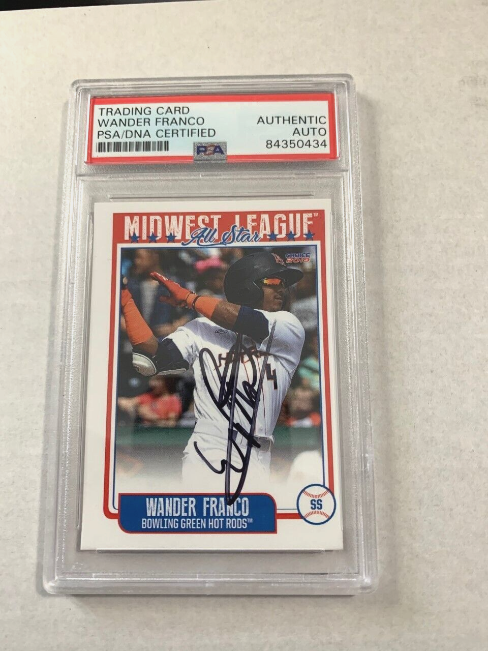 Wander Franco autograph Autographed Signed 2019 MWL All Star baseball card PSA SLAB Rays 
