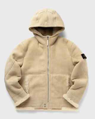 STONE ISLAND AW24 SHEARLING SUEDE SHEEPSKIN LEATHER HOODED JACKET