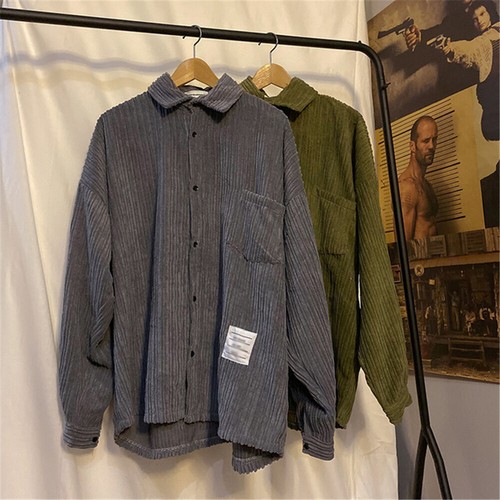 Men Corduroy Coats Casual Jackets Long 