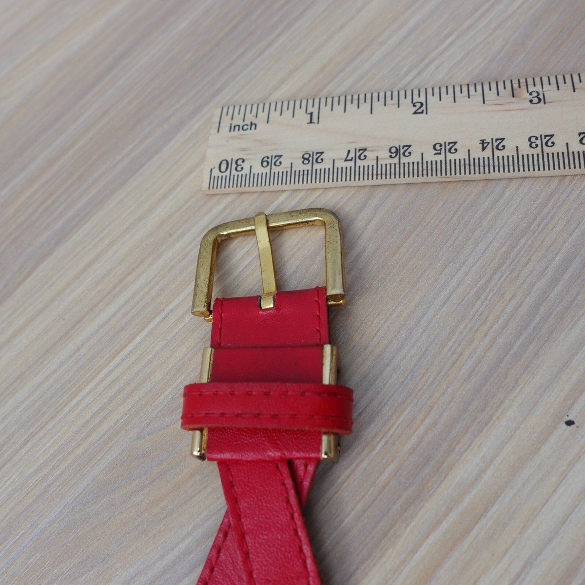 HANAE MORI Belt Womens 26 65 Leather Logo Red XS Twist 