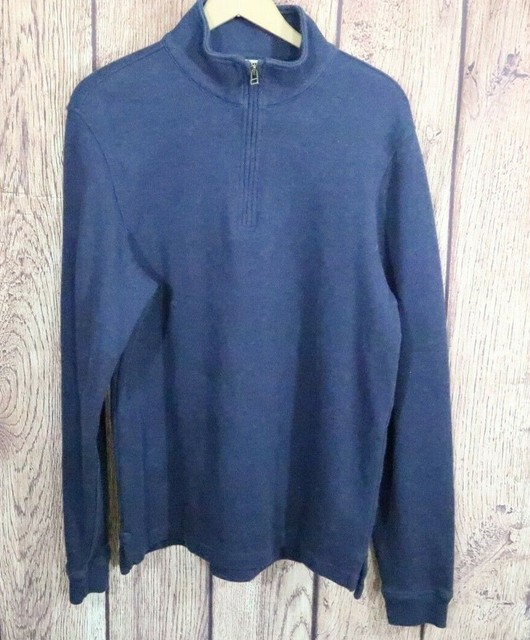 LL Bean 1/4 Zip Pullover Sweatshirt Mens Sz M Minimalist Blue 100