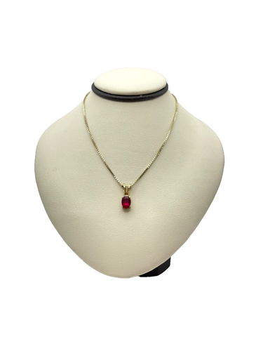 MEN's Stainless Steel Bling RED Cubic Zirconia Gold Plated Charm Pendant*GP98