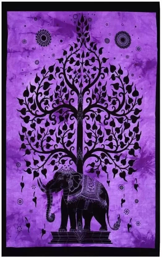 Indian Tapestry Tree Elephant Bohemian Decor Poster Hippie Mandala Wall Hanging - Image 2 of 2