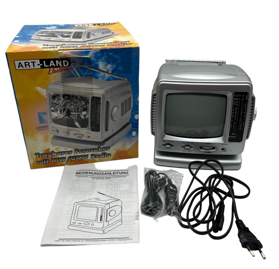 Mini Fernseher Röhrenfernseher Schwarz Weiß KFZ tragbarer TV mit Radio in OVP