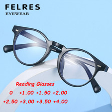 Round Presbyopic Readers For Men Blue Light Blocking Clear Lens Reading Glasses