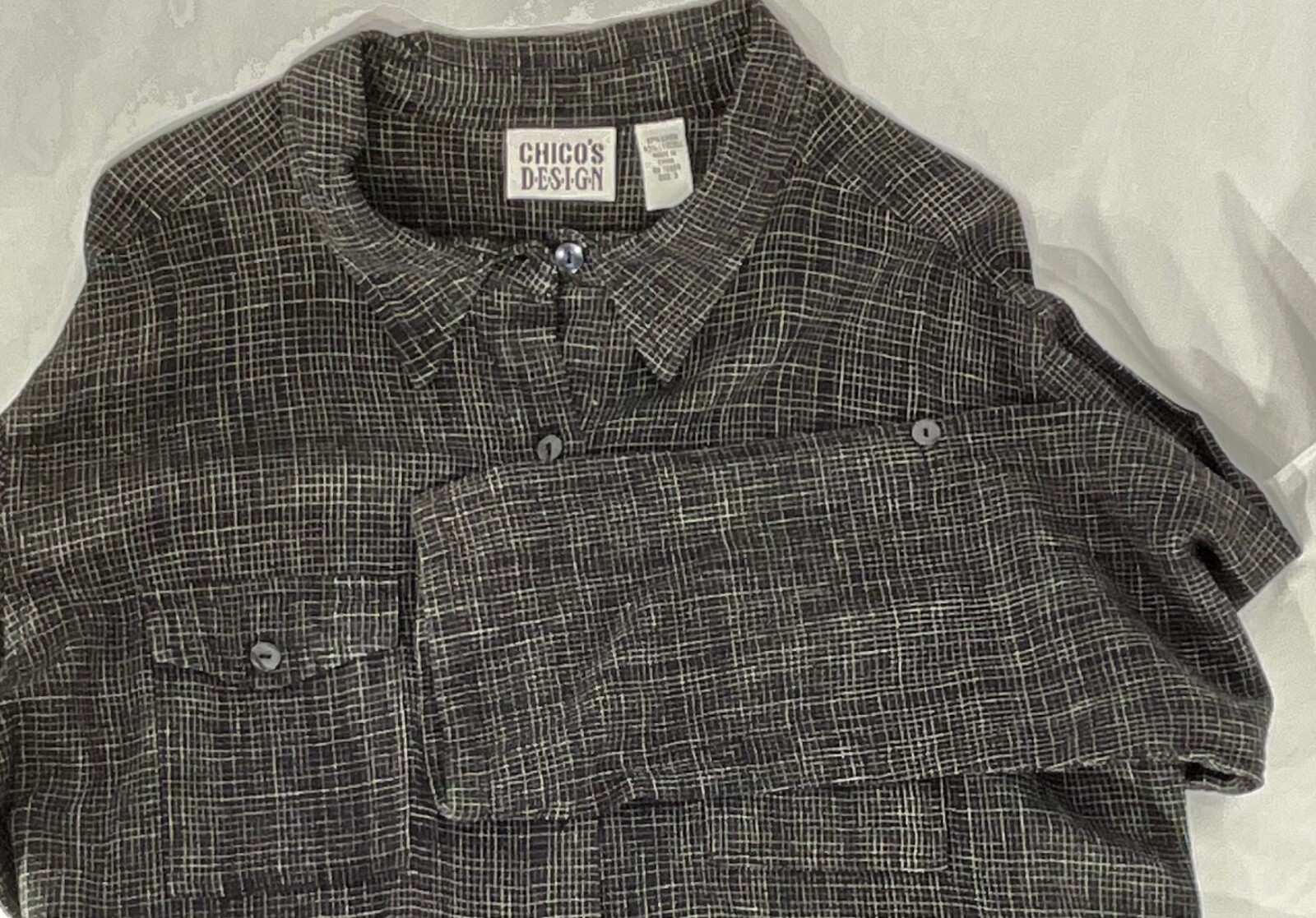 Chicos Design Button Down Collared Top Black Whit… - image 14