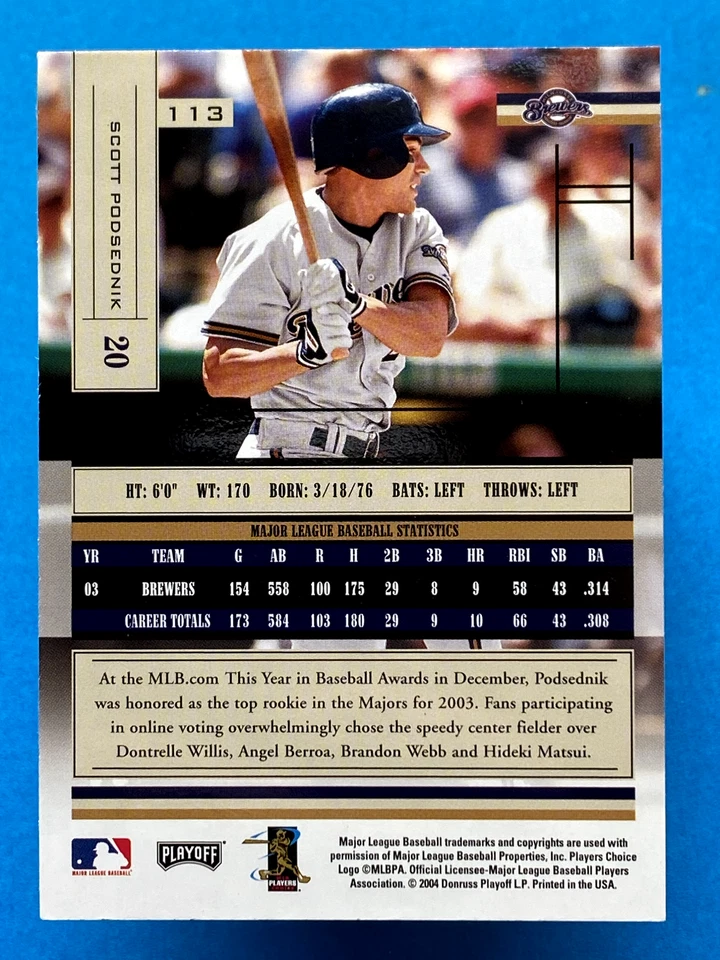 2004 Playoff Absolute Memorabilia Scott Podsednik #113 - Image 2 of 2