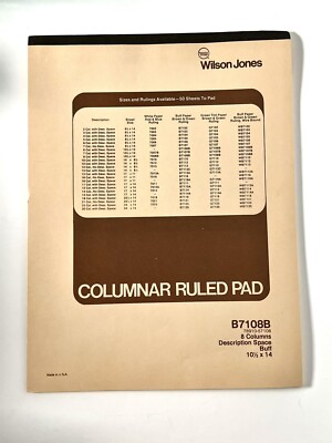 Wilson Jones Columnar Ruled Pad B7108B Buff Vintage 10.5 X 14 8 Column ...