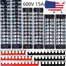 Dual Row 3-12 Position 600V 15A Screw Connector Terminal Block Barrier Strip Kit