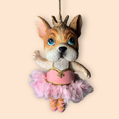 Goodwill Aufhänger Hund Prinzessin im Tütü Weihnachten handbemalt 10cm NEU