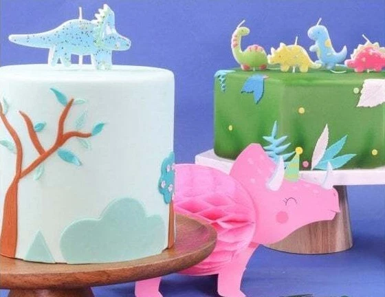 Dinosaur Candles Cake Topper Decoration T REX Set of 4 Toppers - Image 4 of 4