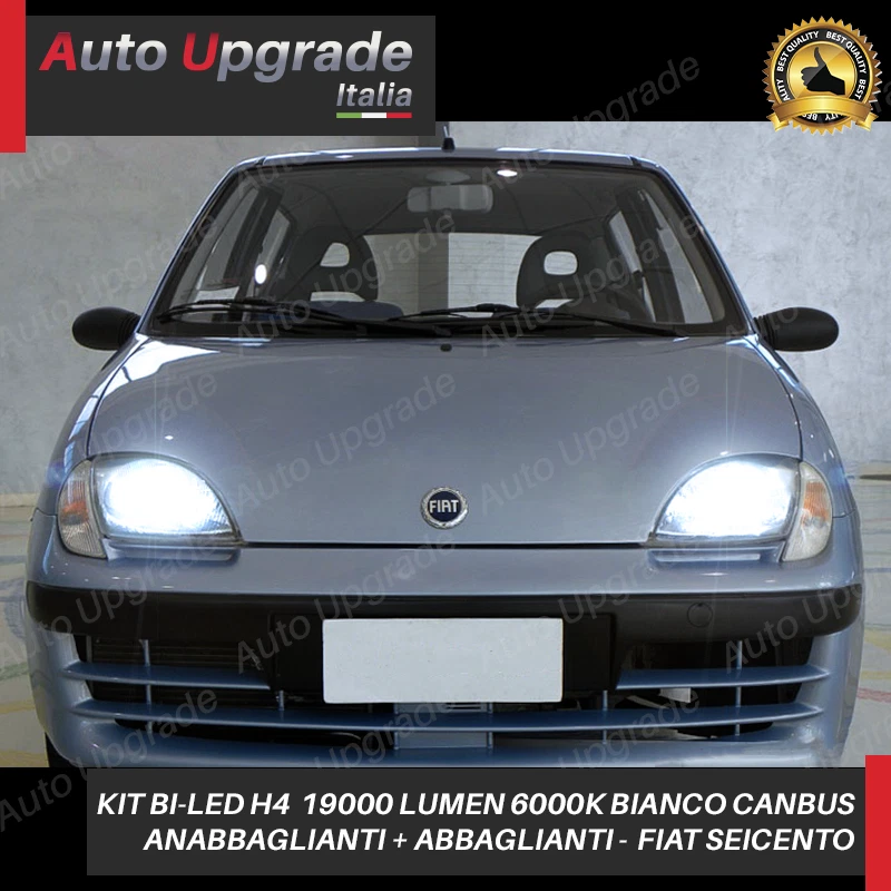 KIT FULL LED PER FIAT SEICENTO 600 LAMPADE LED H4 6000K BIANCO GHIACCIO NO ERROR - Immagine 3 di 4
