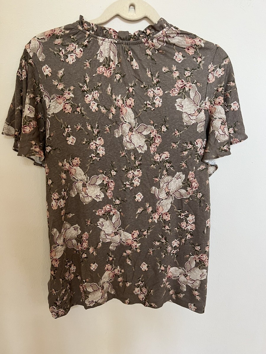 ラルフ・ローレン Lauren Ralph Lauren Floral Linen-Blend Jersey Tie-Neck Top レディース シ Floral Linen-Blend Jersey Tie-Neck Top