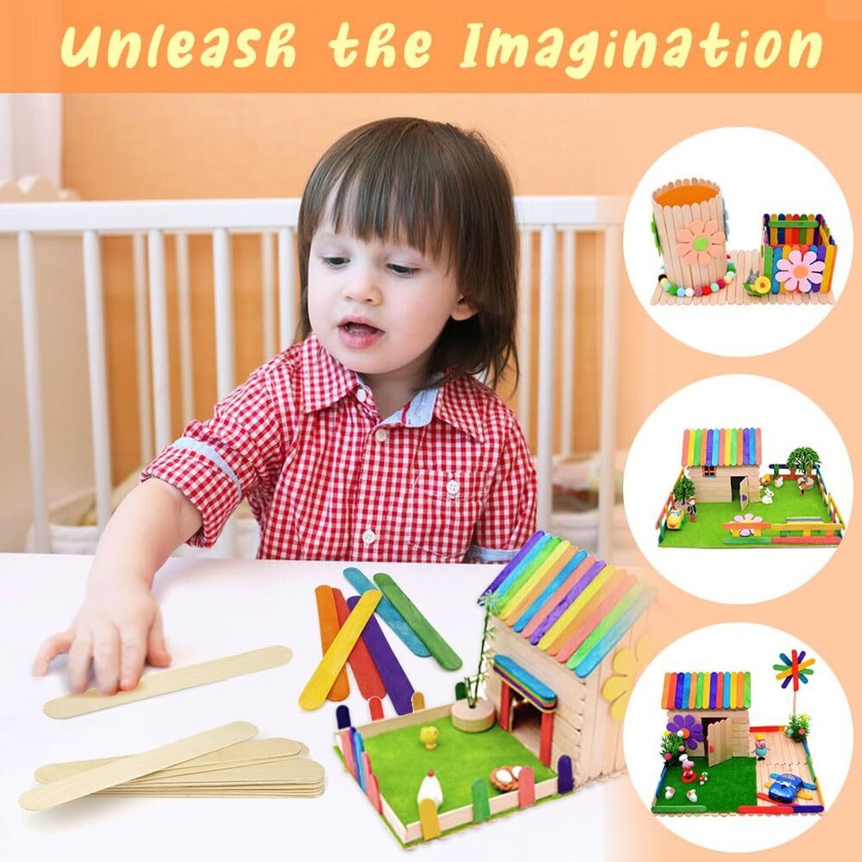 60 Pcs 8” Jumbo Popsicle Sticks for Crafts Large Tongue Depressors Wood