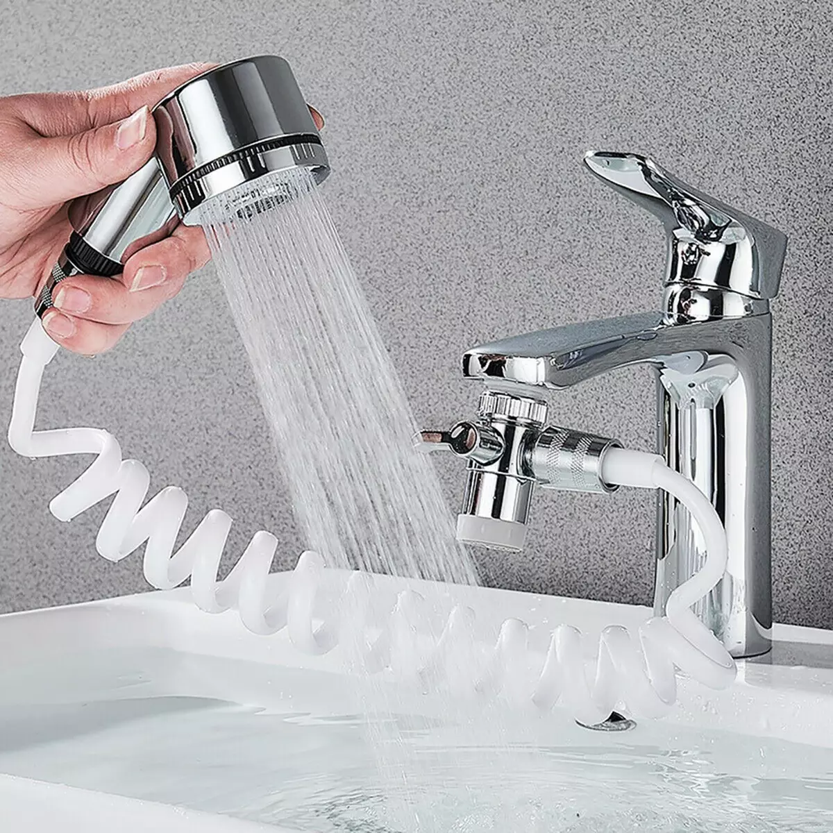 Bathroom Sink Faucet Sprayer Adjustable Shower Set Water Tap Washing Head Hose