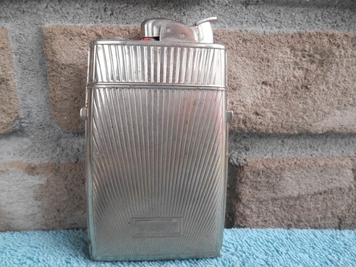 Vintage EVANS CHROME CIGARETTE LIGHTER, CIGARETTE CASE COMBO. WORKS!
