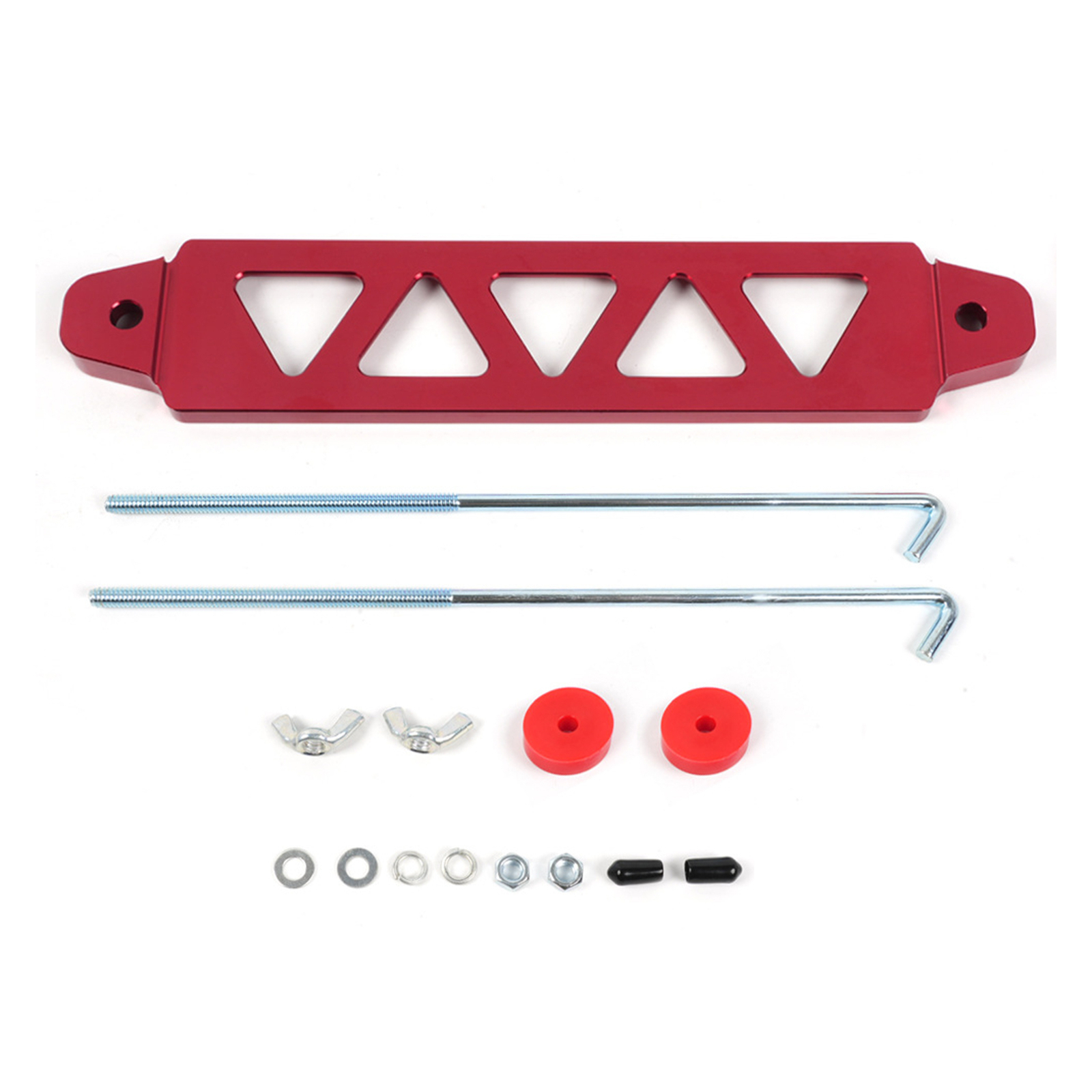 Car Battery Hold Down Bracket Holder Aluminum Alloy Car Battery Bracket (red)