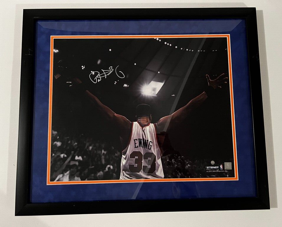Patrick Ewing Autographed Signed New York Knicks Framed 16x20 Photo Steiner CX 