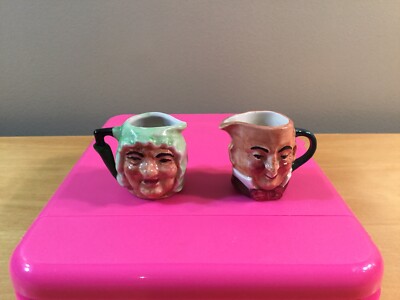 2 VINTAGE ARTONE ENGLAND 1 1/2  TOBY MUGS M CAWBER