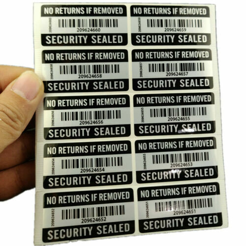 500 No Returns If Removed Tamper Proof Label Security Sealed Stickers 2" x 1" - Picture 3 of 5