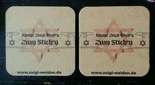 Beer mat of the Zoigl-Stube "Zum Stich ?n" in Weiden i.d.OPf. (printed back)