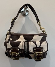 COACH Signature Legacy Shoulder Bag Canvas leather Brown Cream