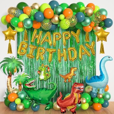 Cumpleaños De Dinosaurio Globos Decoracion 125 Piezas Para Niños 3 4 5 Años Set