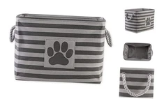  Pet Storage Collection Striped Paw Patch Bin Medium Rectangle Gray