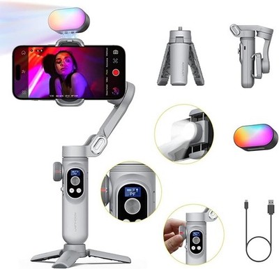 AOCHUAN iPhone Gimbal, 3-Achsen-Gimbal-Stabilisator für Smartphone mit magnetisc