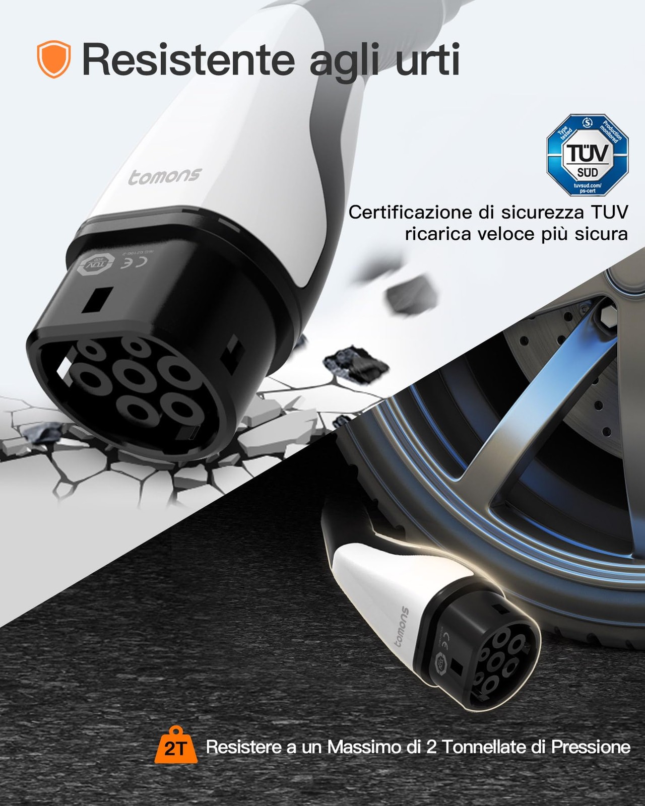 Cavo Ricarica Tipo 2 22kw 5m 32A Trifase per Auto Elettrica Ev Phev 32A - Miniatura 5