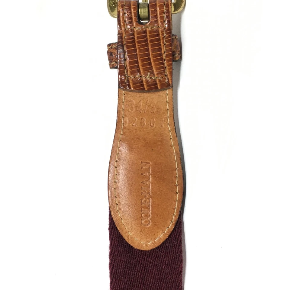 Cinturón de Golf Cole Haan Para Hombre Talla 34 Borgoña Marrón Genuino Lagarto De Colección Latón Foto 4 de 4