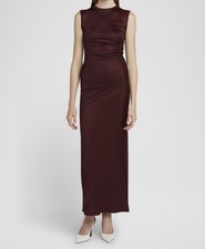 Stella McCartney Women's Red Jewel Neck Sleeveless Gathered Side Dress Size S