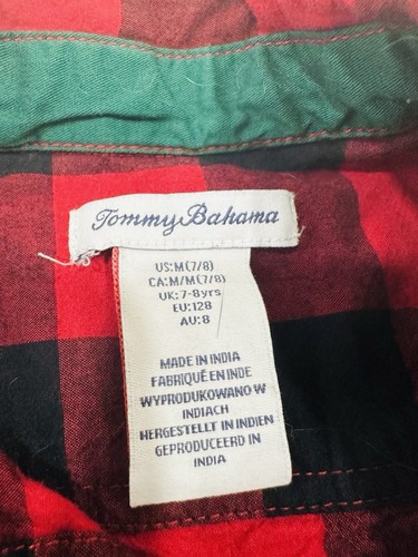 Tommy Bahama Boy’s shirt Size M (7/8) Red and Black Checkered - Picture 4 of 6