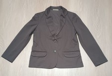 Vtg 70s PERMA PREST Espresso Brown Stretch Twill/Gabardine Blazer MOD office M L