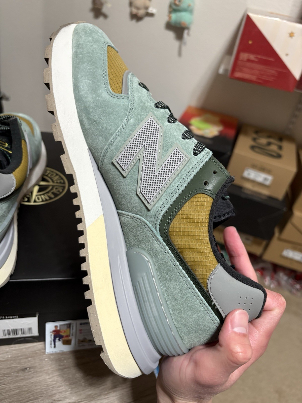 Size 11 - CLEAN New Balance 574 Legacy Stone Island Light Green thumbnail 8