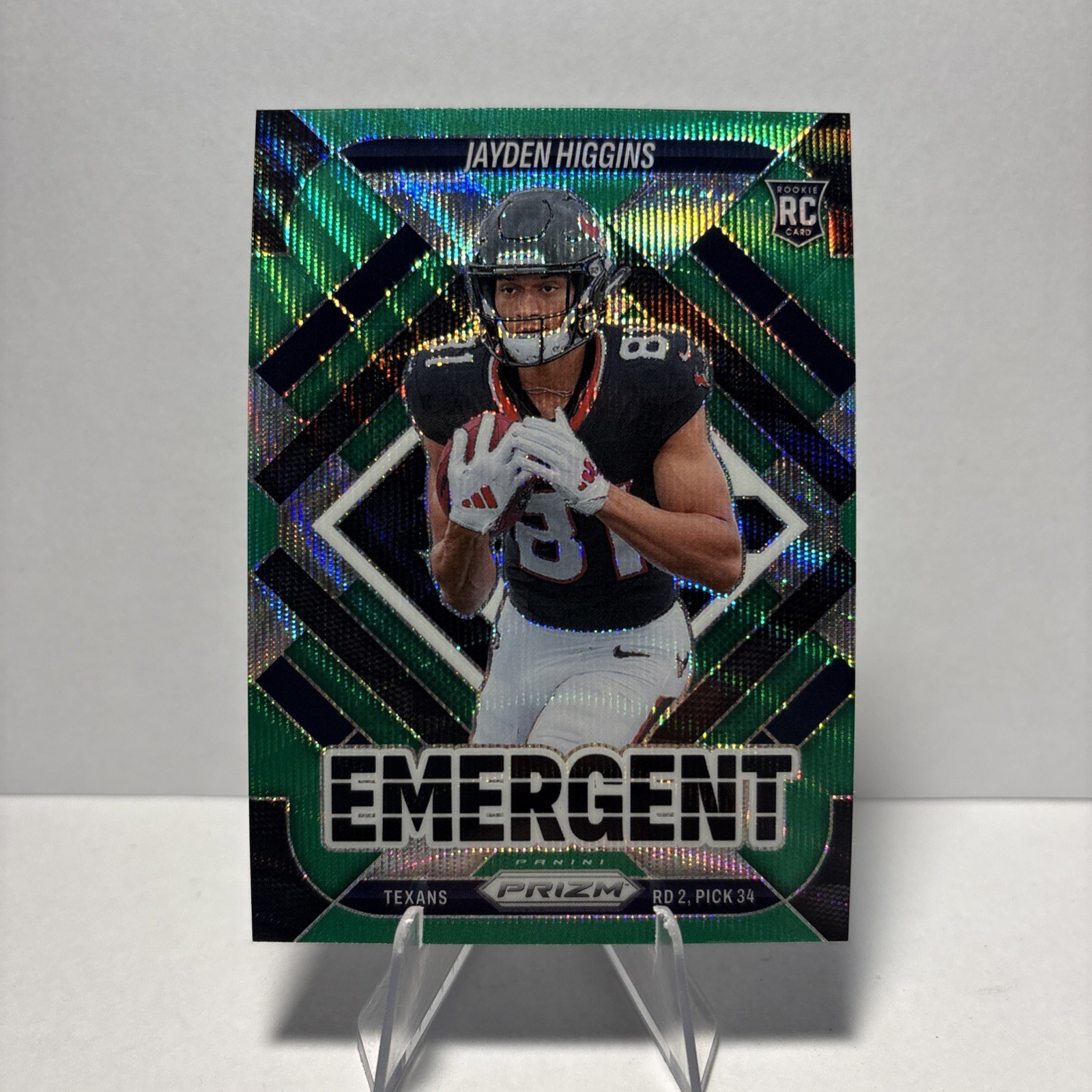 2025 Panini Prizm - Emergent Jayden Higgins #14 Green Wave Prizm (RC)