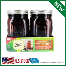 Wide Mouth Canning Jars, Quart, Amber, 4 Count,1440069046