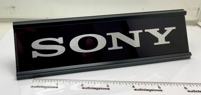 Sony Logo Desk Sign - Custom Black & Silver Aluminum Reversible Insert