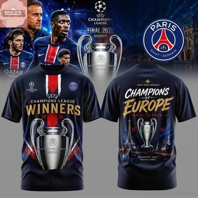 Paris Saint Germain UEFA Champions League Winners 2026 Back to Back T-Shirt